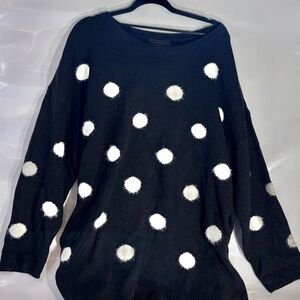 Lane Bryant Black Sweater with White Dots